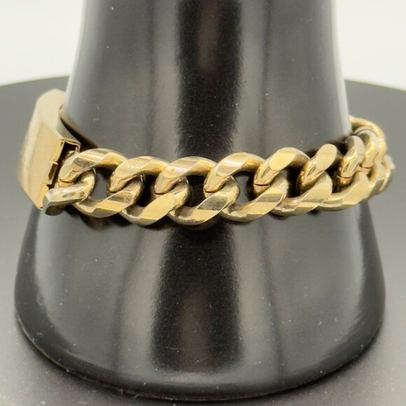 Men Speidel Gold Toned ID Bracelet REBEL Cuban Link Chain Engraved READ - Picture 2 of 9